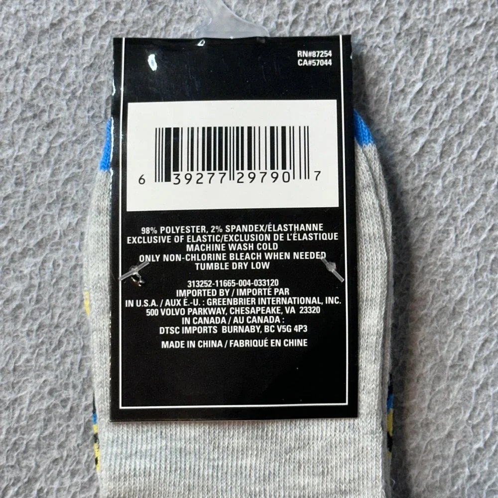 Greenbrier Crew Socks Kids 7-2 Gray Construction Truck Striped 2 Pairs NEW